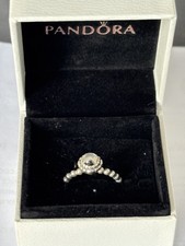 PANDORA 925 STERLING SILVER April Crystal Birthstone Cloud Ring Size 48