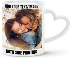 Personalised Heart Handle Tea mug Custom Printed You're Picture & Text or LOGO