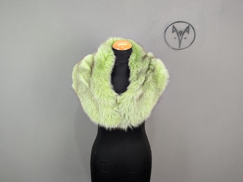 Fox fur collar ligth - , green