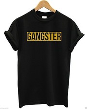 Gangster Gold Print T Shirt Chains Swag Hipster Chav Indie Slogan Logo 