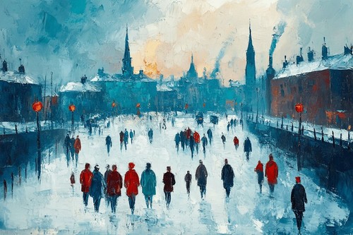 Lowry style canvas - canvas, picture