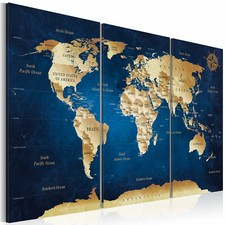 WORLD MAP BLUE Non-woven