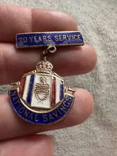 Vintage 20 Years Service National Savings Metal Enamel Drop Medal Badge F&S Bham