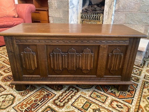 Antique carved wooden chest - antique,