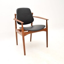 Danish Vintage Teak and Leather Armchair by Arne Vodder
