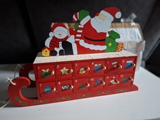Christmas, Santa Sleigh Wooden Advent Calendar, 24 Draw