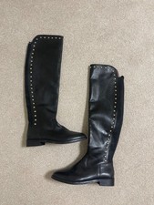 New Kurt Geiger London Black Leather Knee high flat size UK 7 Boots