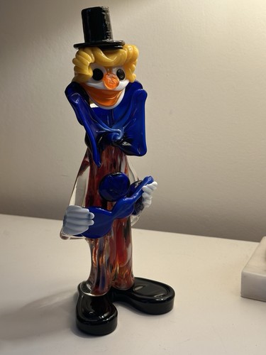 Hand blown art glass clown - hand-blown, /