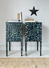 Pair of Leopard Print Antique Bedside CABINETS Hollywood Regency Vintage