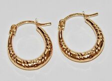 9CT GOLD OVAL CREOLE HOOP EARRINGS - SOLID 9CT GOLD - NEW