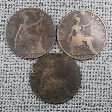 Penny 1899 1900 1901 Queen Victoria Date Run Veiled Head Antique Bronze ø 30.8mm