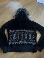 womens vintage limited edition black diamante lipsy zip up tracksuit top size 12
