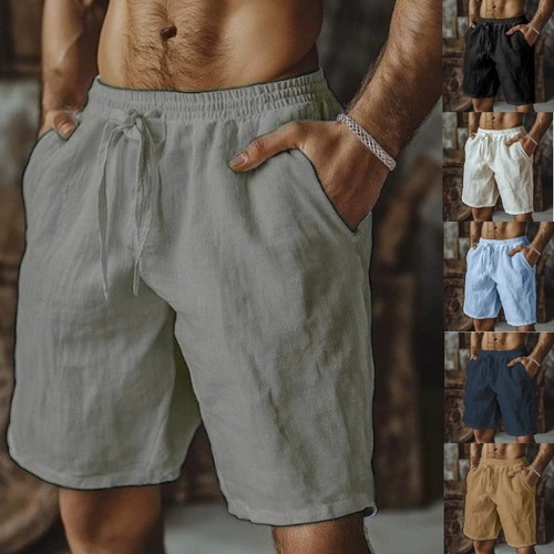 Mens cotton linen shorts - cotton,