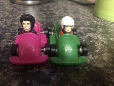 PG TIPS 40th Year Anniversary Collectable Chimp Monkey In Cars Pair Green & Pink