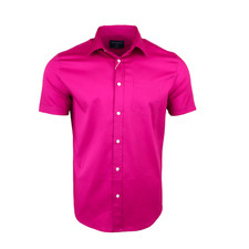 Men's Springfield Hot Pink Quality Holiday Work Casual Short Sleeve Shirts
