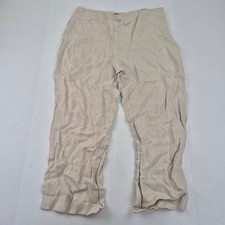 PRECIS PETITE Trousers 16 Beige Women's 100% Linen Realxed Casual Style