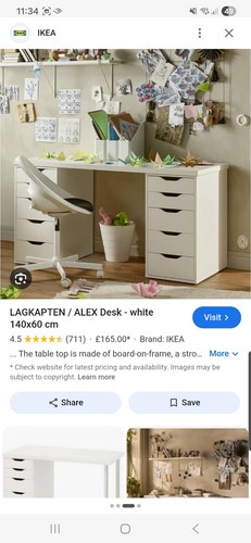 Ikea white desk top 140cm - desk, x
