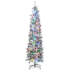 HOMCOM 7.5' Christmas Tree with Flocked Tips LED Lights, Refurbished