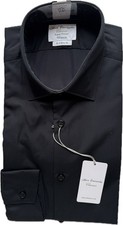 T.M. Lewin Super Fitted Shirt 16/35 BNWT Black John Francomb Poplin Long Sleeve