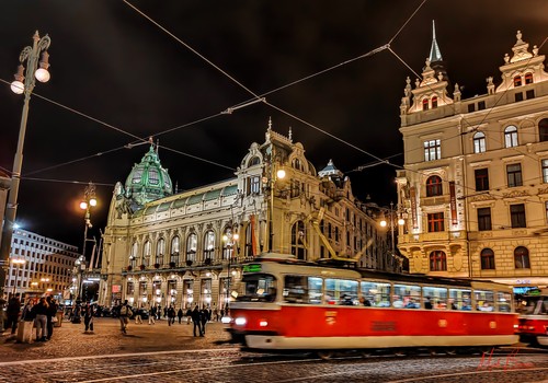 Wall art prague tram at - art,