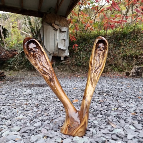 Chainsaw carved green man - chainsaw, /