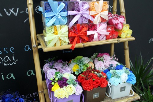 Set soap flowers red - set,