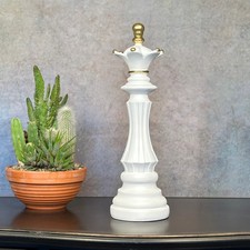 36cm Large Queen Chess Piece White and Gold Large Chess Ornament Mantelpiece