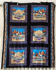 Southwest Aztec Cactus Pottery Fabric Pillow Panels Cranston 44” x 53”