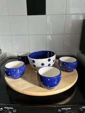 Whitards of Chelsea Wooden Lazy Susan With 6 Bowls Used Only Once In Box 