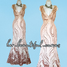 QUIZ GLITTER SEQUINED FLOOR LENGTH MAXI EVENING OCCASION PARTY DRESS SIZE 14