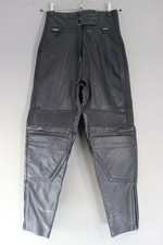BRITISH MADE WOLF BLACK LEATHER BIKER TROUSERS SIZE 14: WAIST 28"/INSIDE LEG 28"