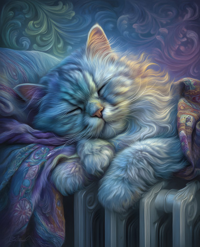 Sleeping blue gray longhair - blue-gray,