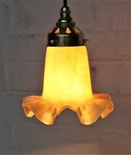 Ceiling Light Vintage Christopher Wray Glass Pendant Yellow Mottled New Fittings