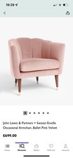 John Lewis + Swoon Enville Occasional Armchair,   Ballet Pink Velvet £699 - New