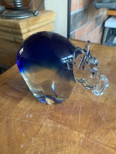 Blue glass hippopotamus hippo - blue,