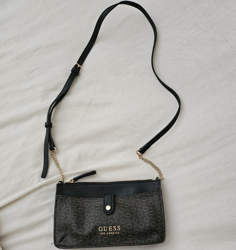 Guess black monogram crossbody - black,