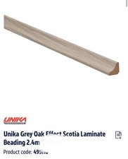 Unika Grey Oak Effect Scotia Laminate Beading 2.4m x 6 Lengths