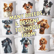 Funny Dogs Coffee Mugs - Cartoon Dog Sketch Various Designs Dog Breeds - 11oz