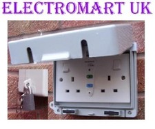 OUTDOOR 2 GANG RCD DOUBLE 13 AMP SWITCHED SOCKET IP65 LOCKABLE WITH PADLOCK