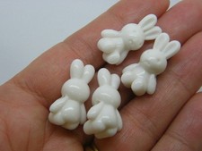 30 Rabbit bunny beads white