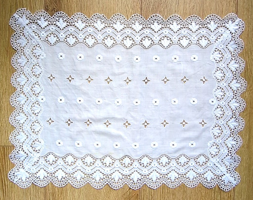 Vintage broderie anglaise tray - vintage,