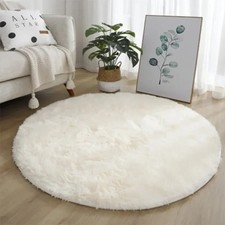 Round Shaggy Rug Living Room Bedroom Carpet Fluffy Anti-Skid Mat 60/80/100/120cm