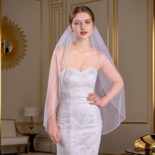 1 Tier Wedding Veil Beaded