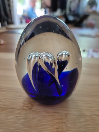 Blue glass paperweight - blue,