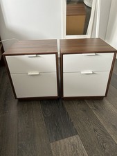 Pair of IKEA 2 Drawer Bedside Tables in White / walnut effect 