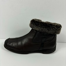 Rieker L1868-00 Brown Leather Ankle Boots Fur Cuff Fleece Lining Size 6 EU 39