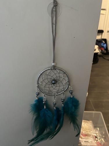 Silver blue dream catcher - &,