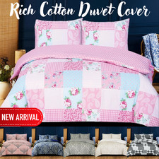 Luxury 100% Cotton Rich Quilt Duvet Cover Bedding Set Double King & Super King