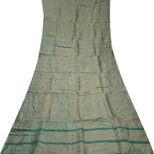 Vintage Green 100% Pure Silk Handloom Sari Remnant 4YD Craft Fabric silk Scrap