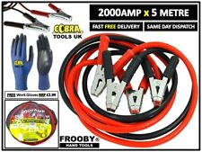 HEAVY DUTY 2000AMP CAR VAN JUMP LEADS 5 METRE BOOSTER CABLES START NEW & GLOVES